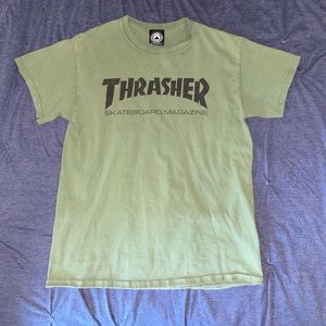 Olive Green Thrasher Skateboard Magazine Shirt